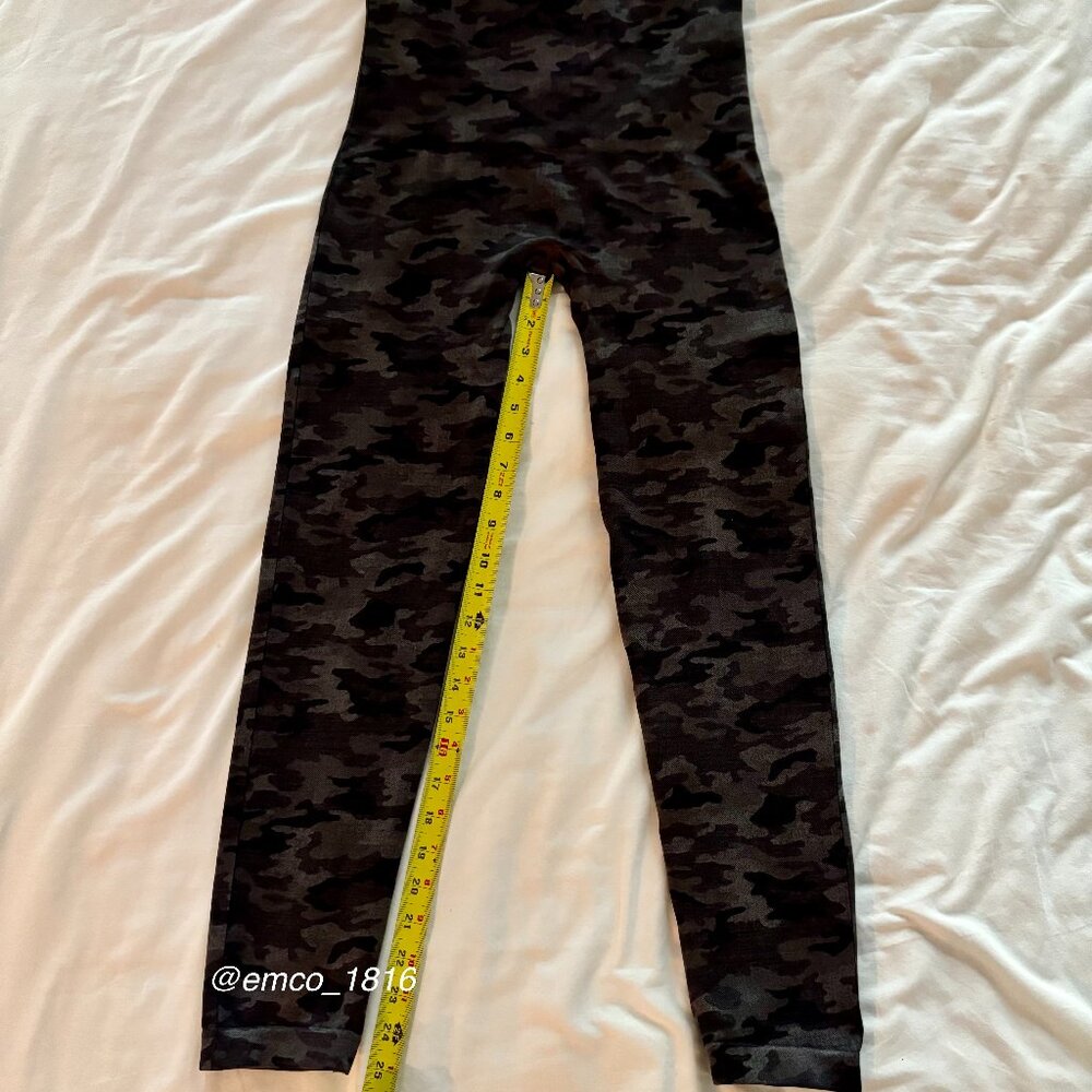 Spanx Look At Me Now Womens Dark Gray Seamless Camo Leggings, 25 inch, XL